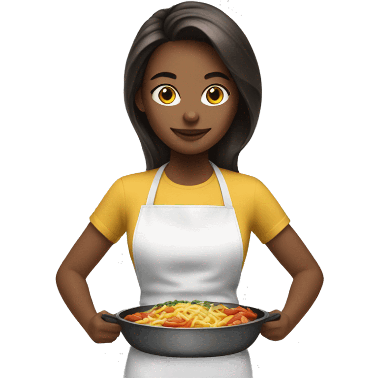 White brunette girl cooking dinner emoji