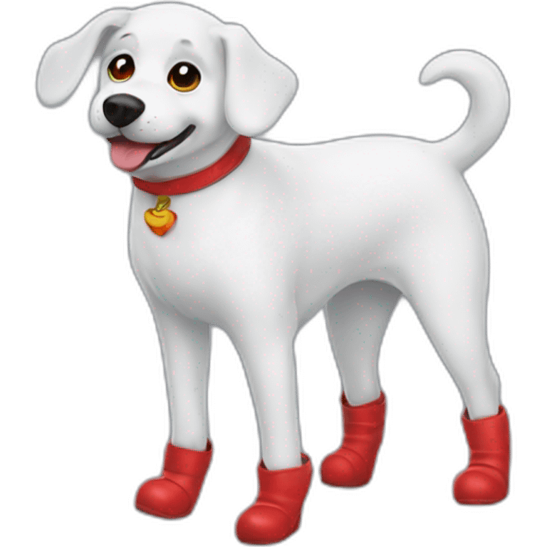 dog in ghost ghost costume with red boots emoji