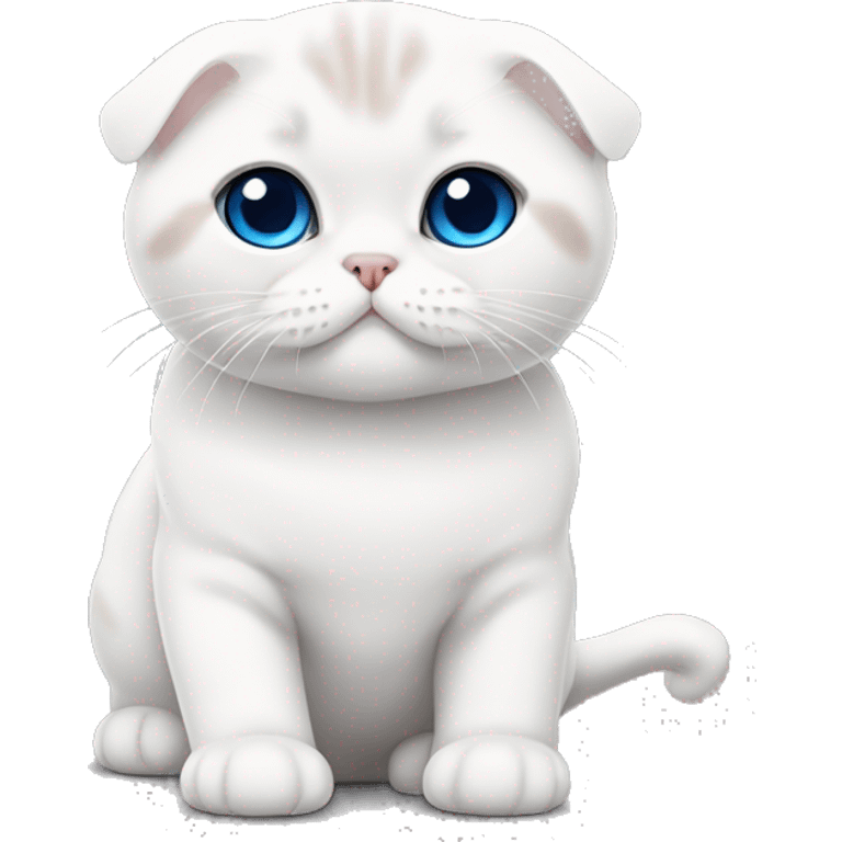 Scottish fold white with blue eyes, kawaï  emoji