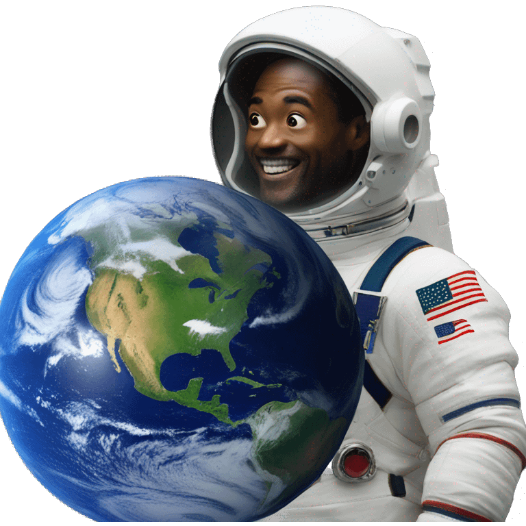 earth with astronaut looking at it and another astronaut behind him pointing at him behind his back "always has been" meme emoji