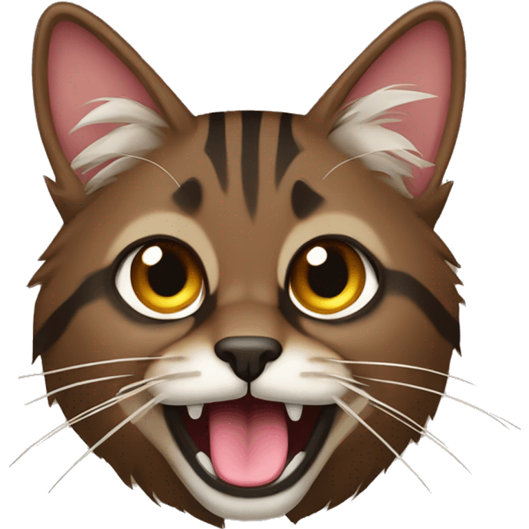 Brown Mayan coon cat with tongue emoji