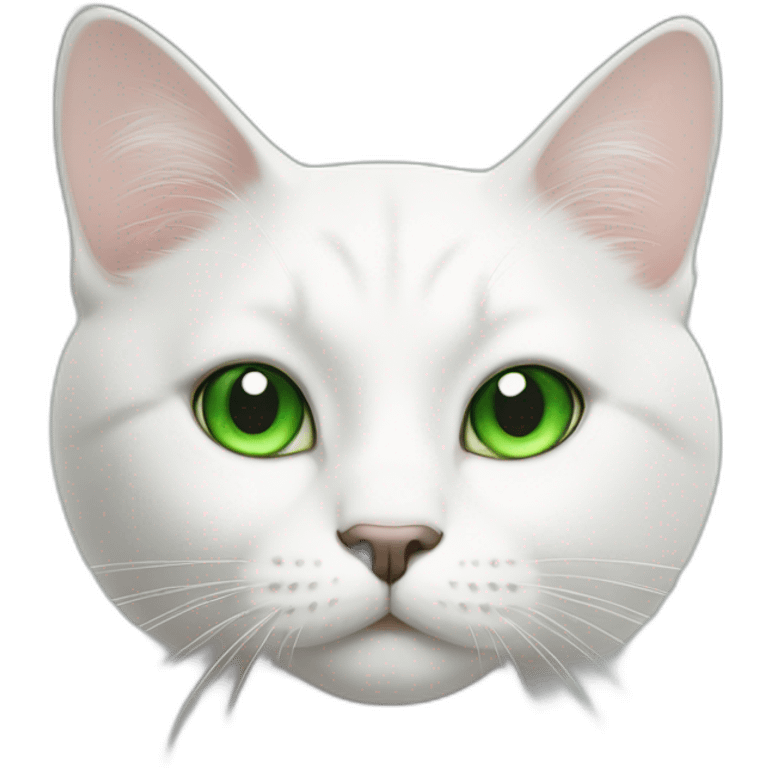 White cat with green eyes with black spot on forehead emoji