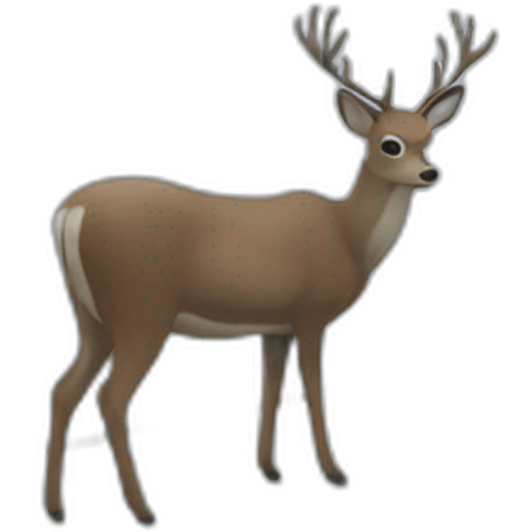 deer standing and looking at nothing, on a bridge, sad, foggy emoji