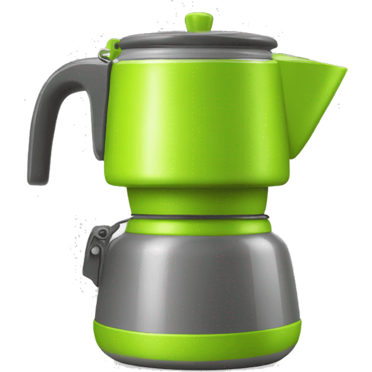 Realistic lime green and gray camping coffee pot isolated.  emoji