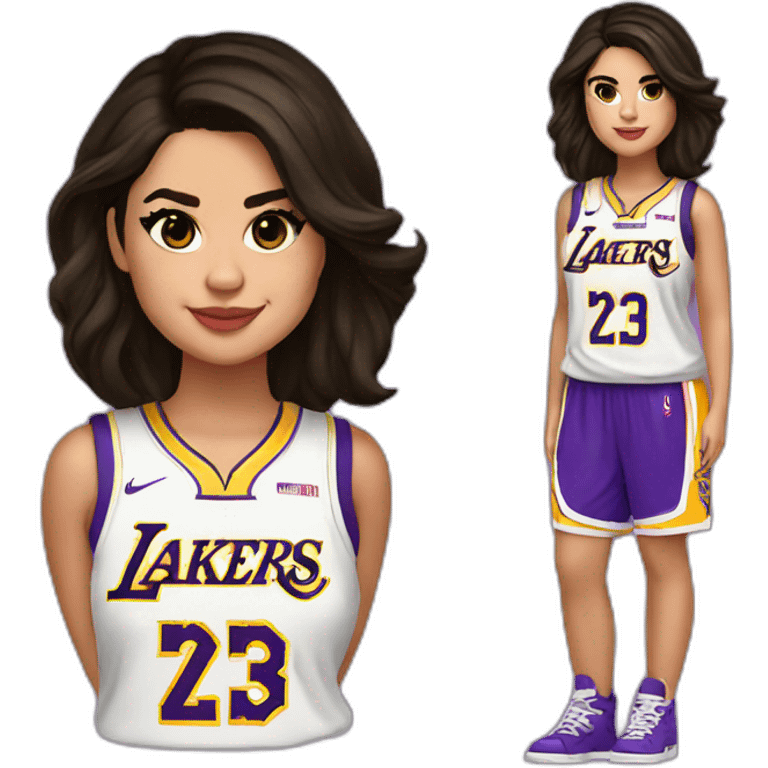 selena gomez wearing lakers jersey emoji