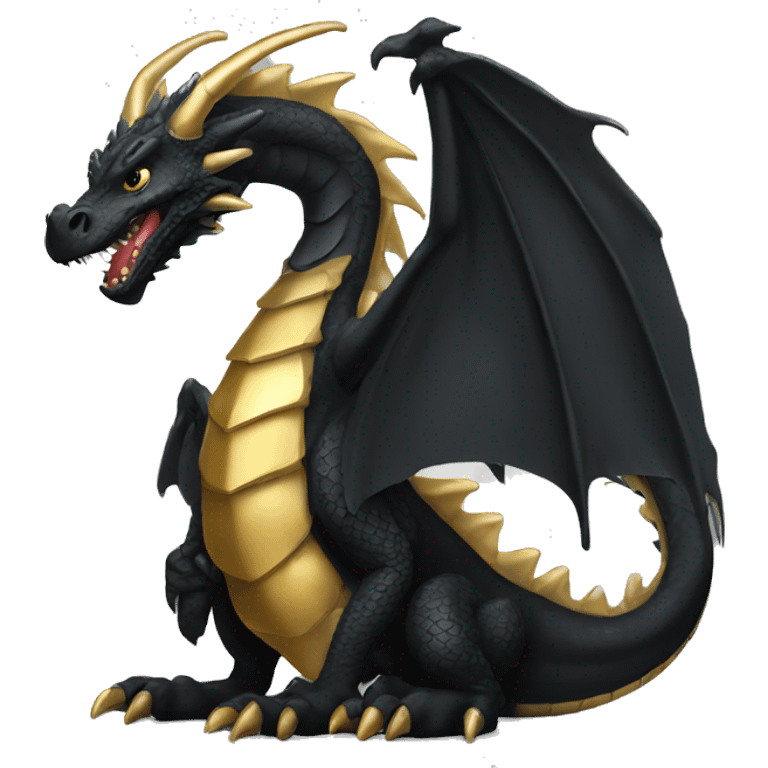 Big black dragon with small gold one emoji