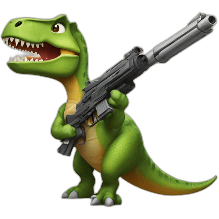 dinosaur with a gun emoji