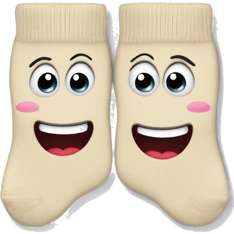 Zwei gemütliche kuschelige beige Socken emoji