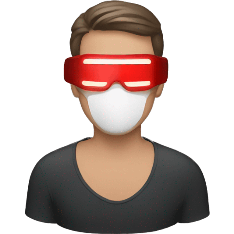 Guy wearing red light therapy mask emoji