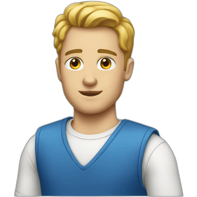 White guy with a blue vest emoji