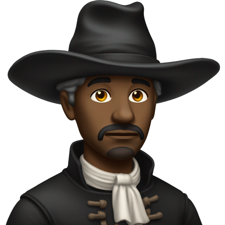 Massachusetts Bay Colony pilgrim with a black hat and somber expression emoji