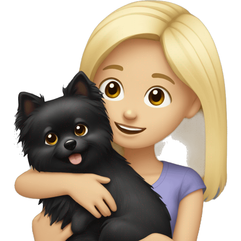 blond-light-skinned-girl-petting-black-pomeranian  emoji