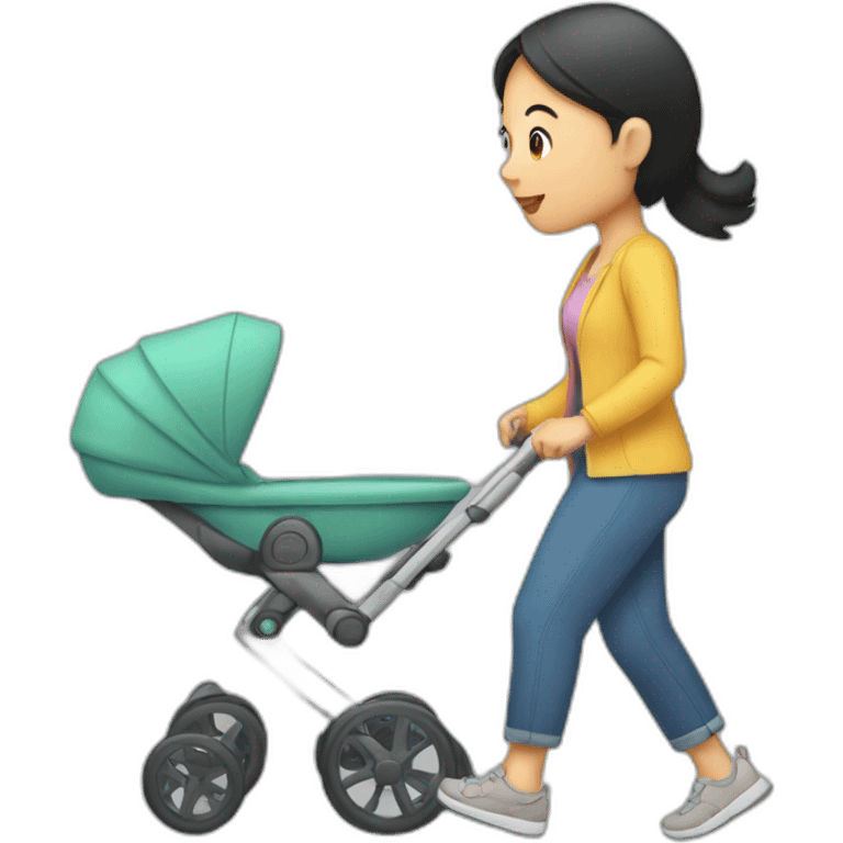 asian womanb pushing a stroller emoji