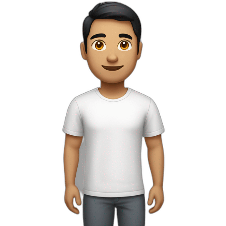 Indian white tan skin man developer in plain white shirt with sleeve up and nice medium length short black hair emoji