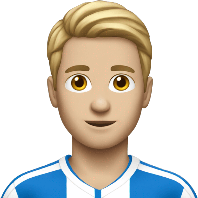 caucasic soccer player with a white & blue stripes t-shirt emoji