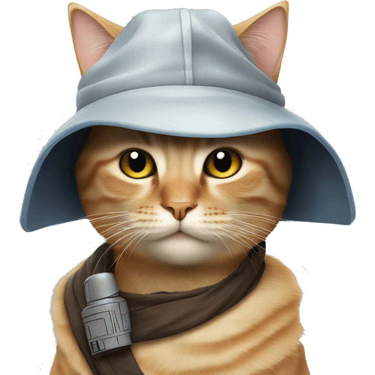 cat wearing a hat at a star wars birthday party emoji