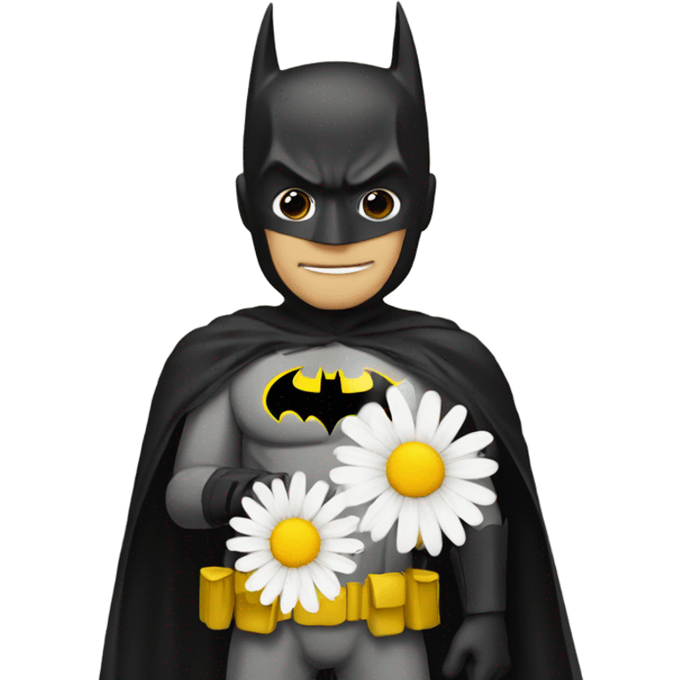 Batman with a daisy emoji