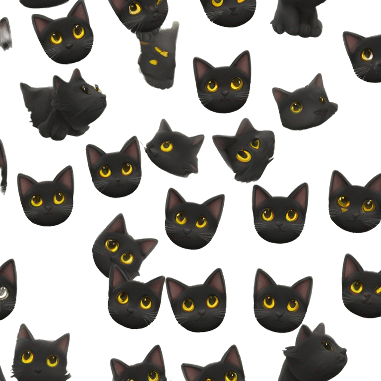 Petite, solid sleek black cat. Light yellow eyes. Black pointed tufts of hairs at the very tips of ears only, no tufts on the lower ear, or anywhere else. Fully body and no other color markings.  emoji