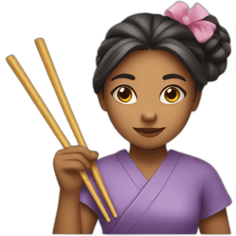 Girl with chopsticks  emoji