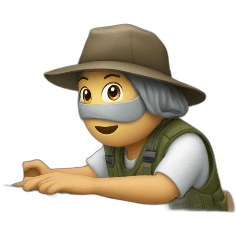 a fisher on a computer emoji