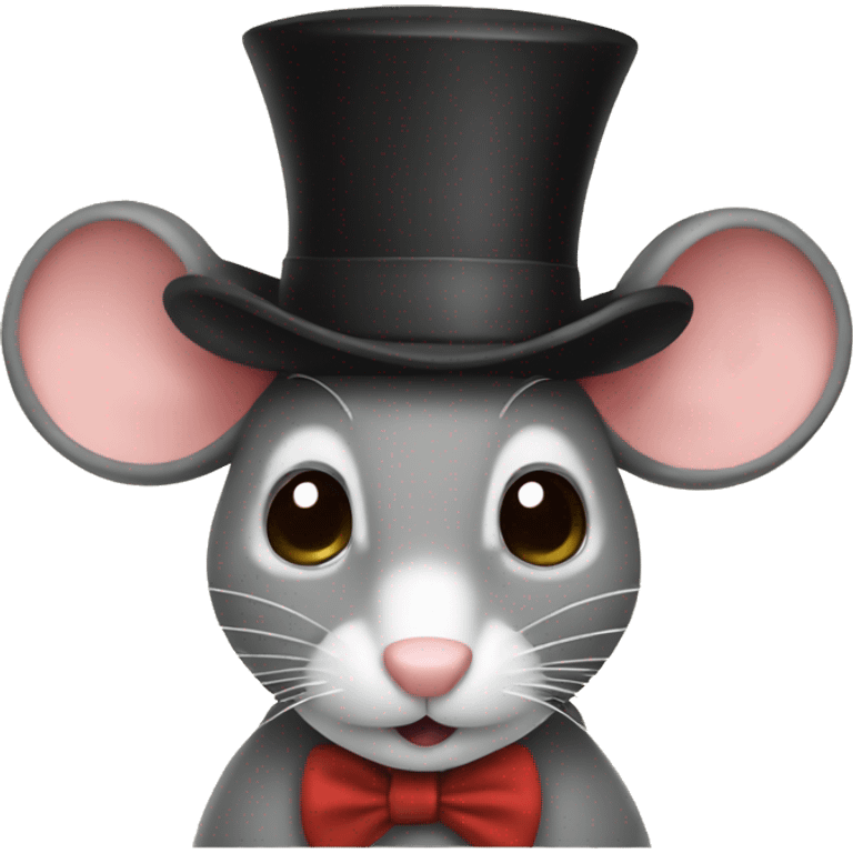 A mouse with a top. Hat emoji