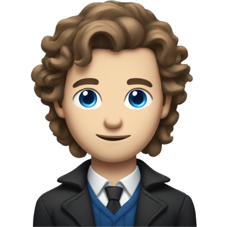 Klaus man with long middle brown hair and blue eyes from umbrella academy emoji