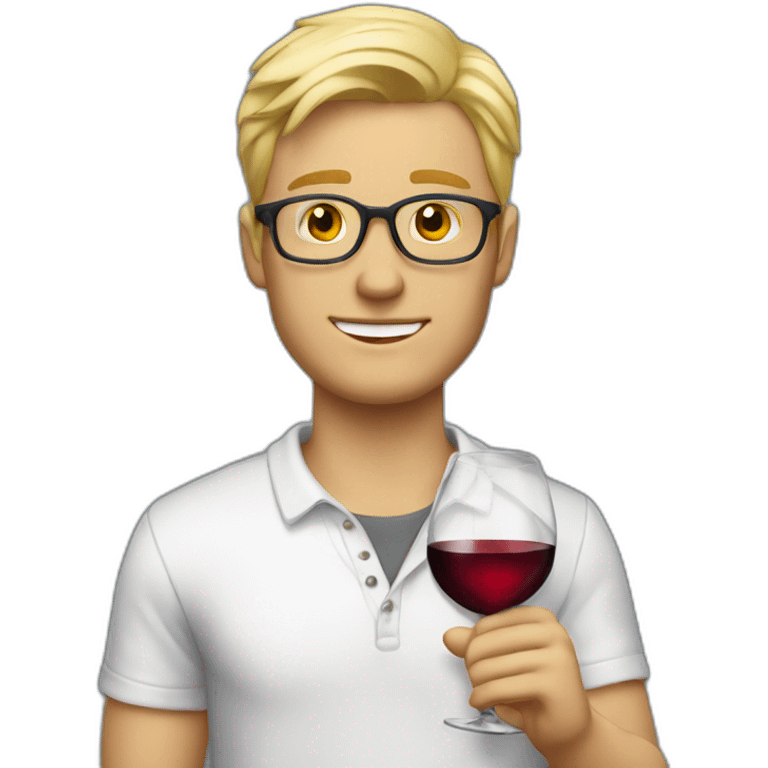 Blonde guy with wine in casual smart clothing emoji