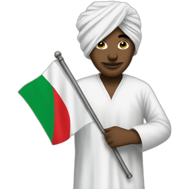 man with a white turbin holding Sudan's flag emoji