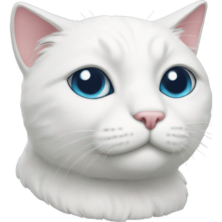 white cat with different colored eyes and a mustache emoji