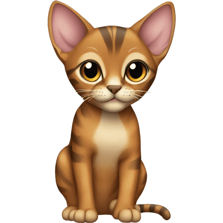 An Abyssinian cat with stripes on its body waves its paw emoji