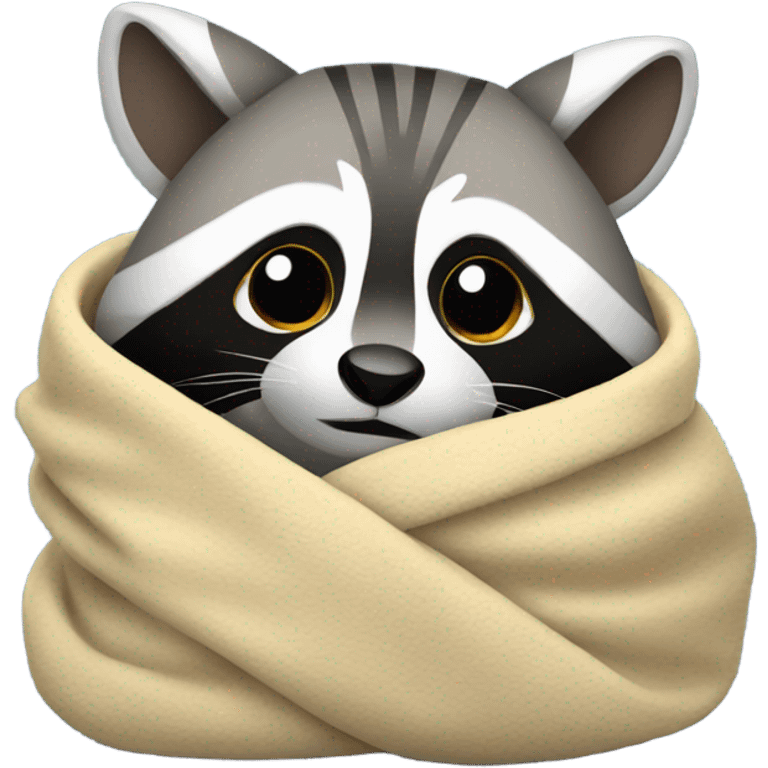 Raccoon wrapped in a blanket  emoji