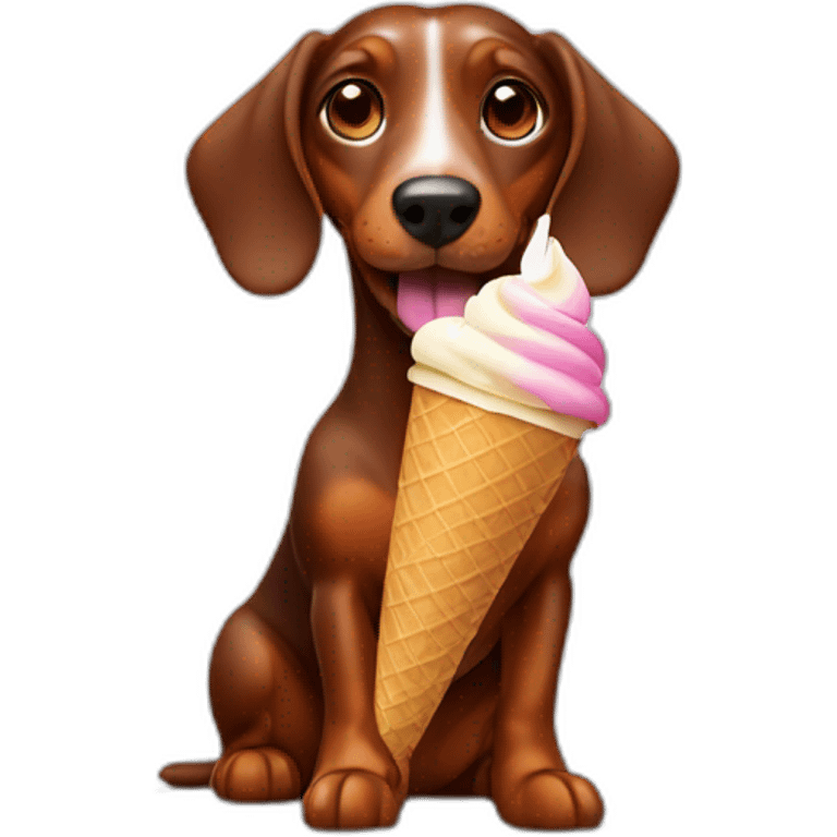 Brown sausage dog eating ice cream emoji