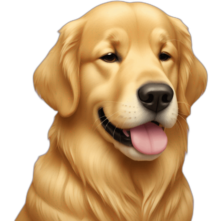 golden retriever gives to kiss emoji