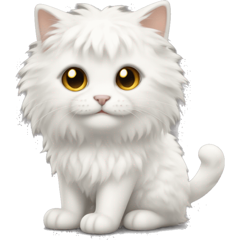 fluffy white and gold cat with black spots emoji