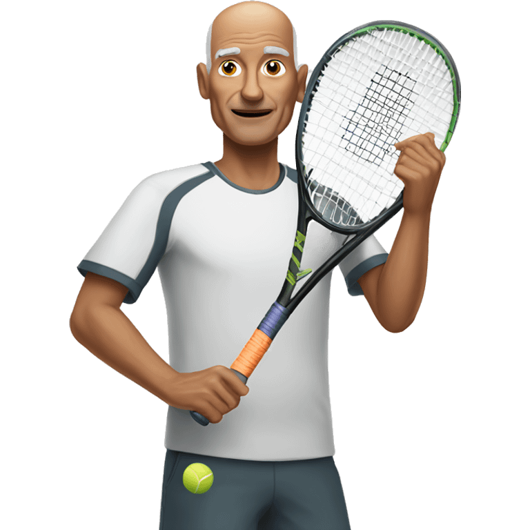 65yo man tennis bald emoji