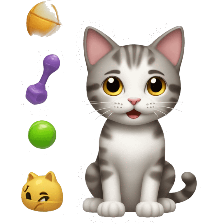 cat playing with toys emoji