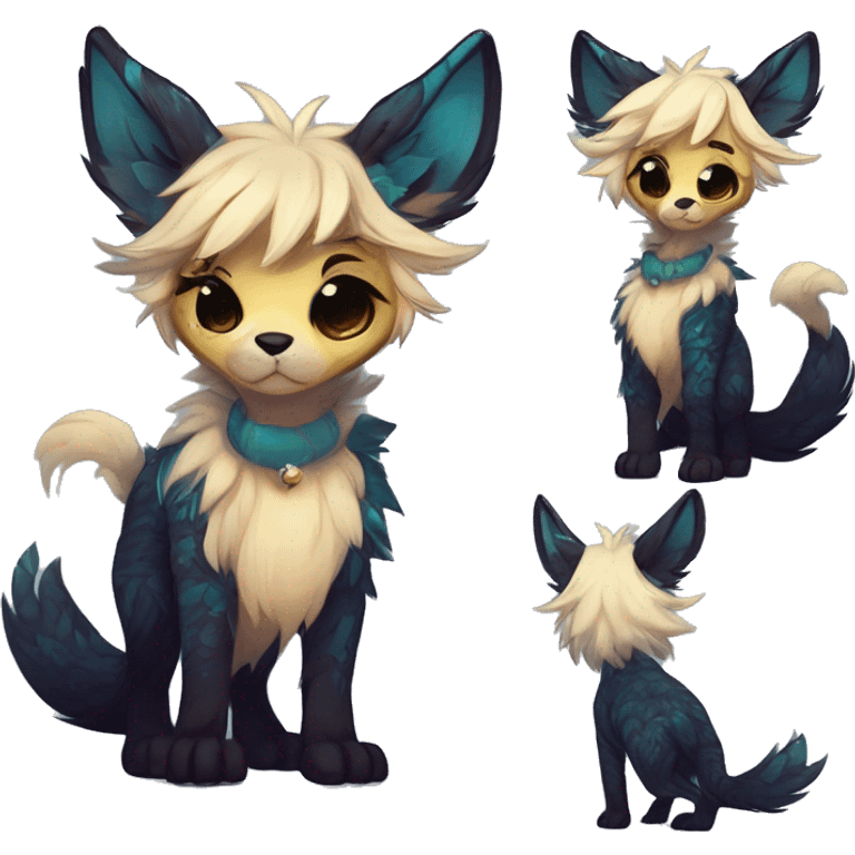 Cool cute Kawaii edgy fantasy shiny animal  fursona Fionbri by griffsnuff & LiLaiRa & Falvie full body emoji