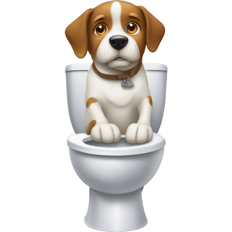 A dog sitting in the toilet emoji