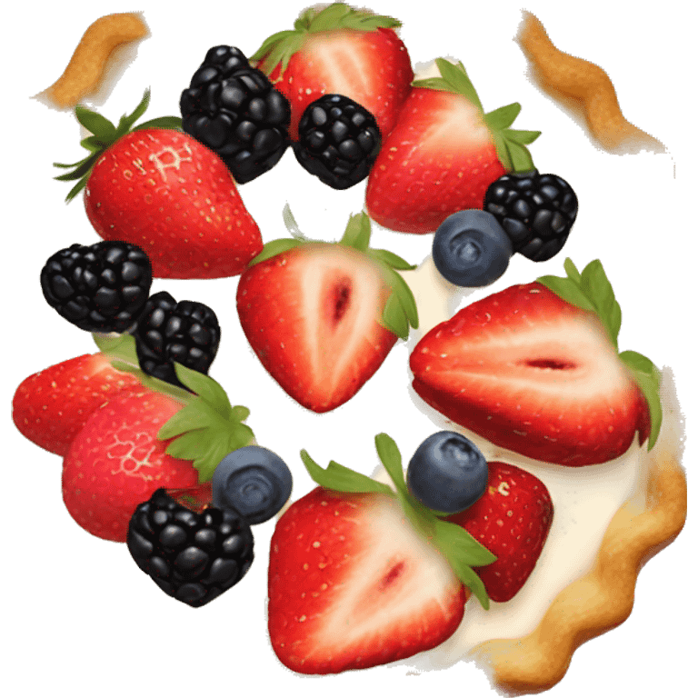 Make an emoji of a fruit tart with strawberries, blueberries and blackberries emoji