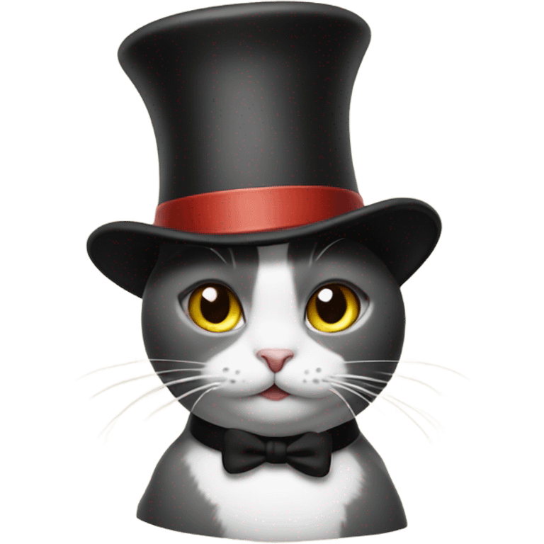 Cat with top hat cooking emoji