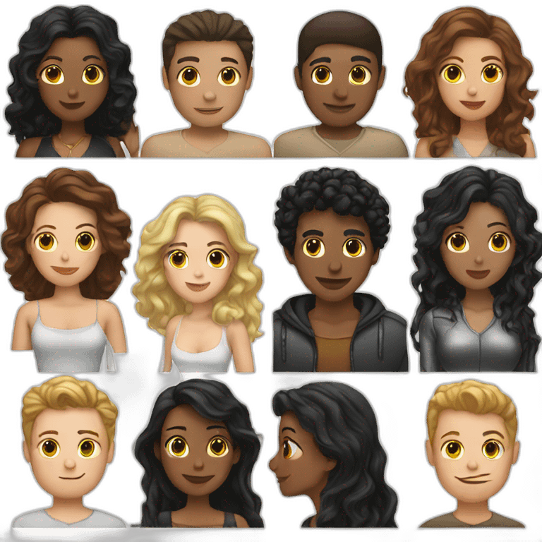 kiss white man with brown hair and white woman with black hair emoji