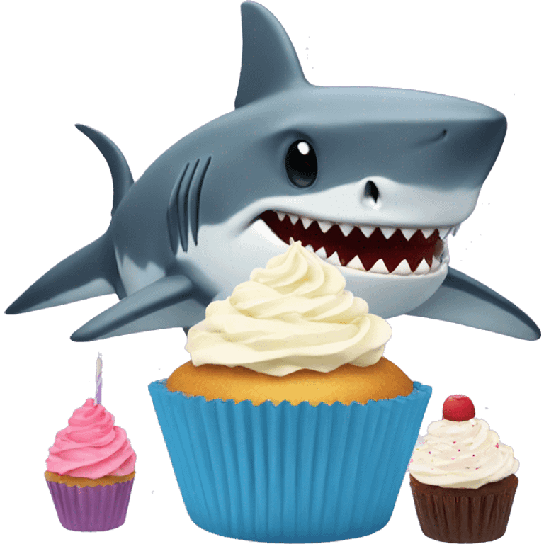 shark whit a cupcake emoji