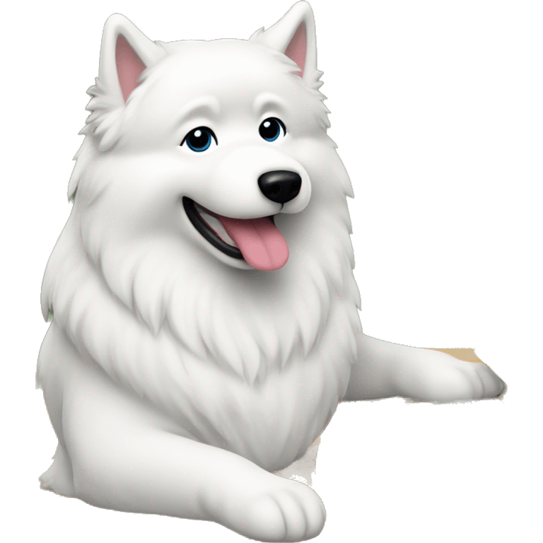 Samoyed playing computer emoji