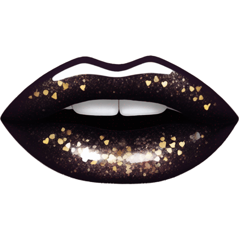 Black ombre lip gloss with a lot of glitter emoji