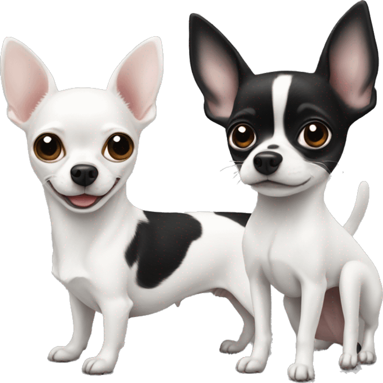 a white chihuahua and a black and white chihuahua emoji