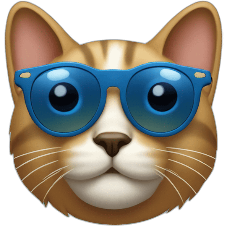 a blue kawaï cat round ears wearing sunglasses emoji