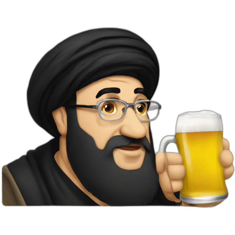 hasan nasrallah drinking a beer emoji