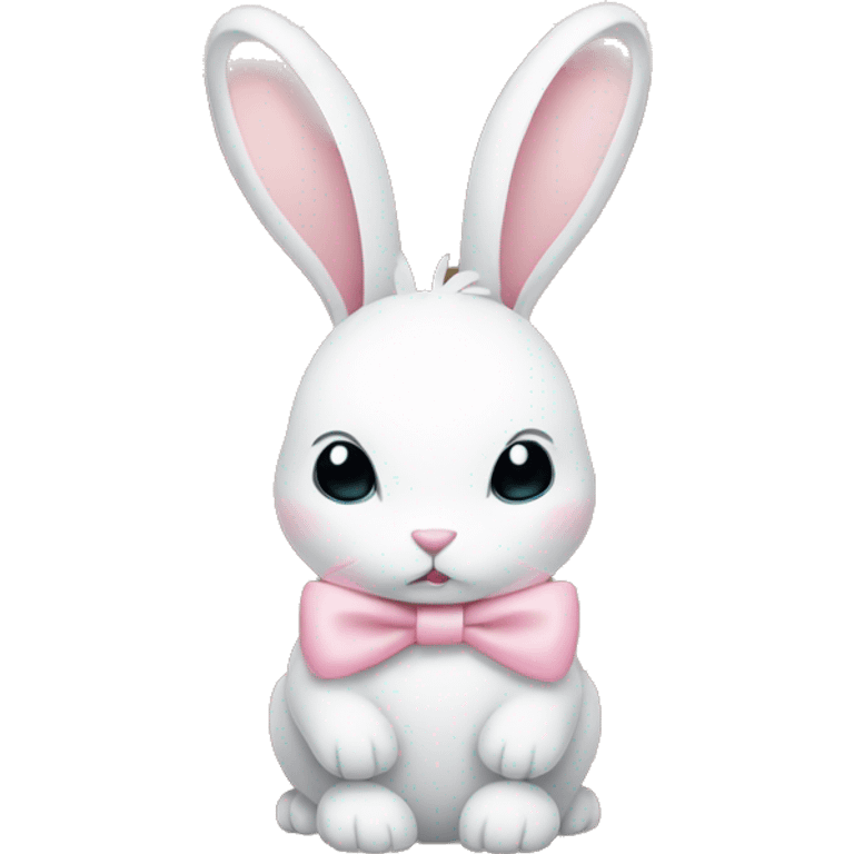 white rabbit with a baby pink bow  emoji