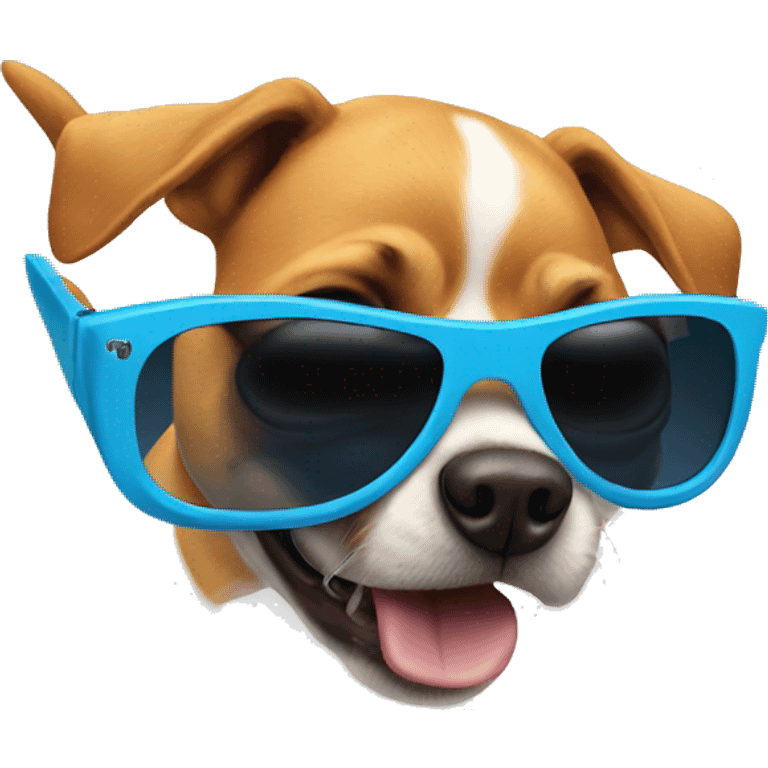 Dog doing a backflip wearing sunglasses emoji