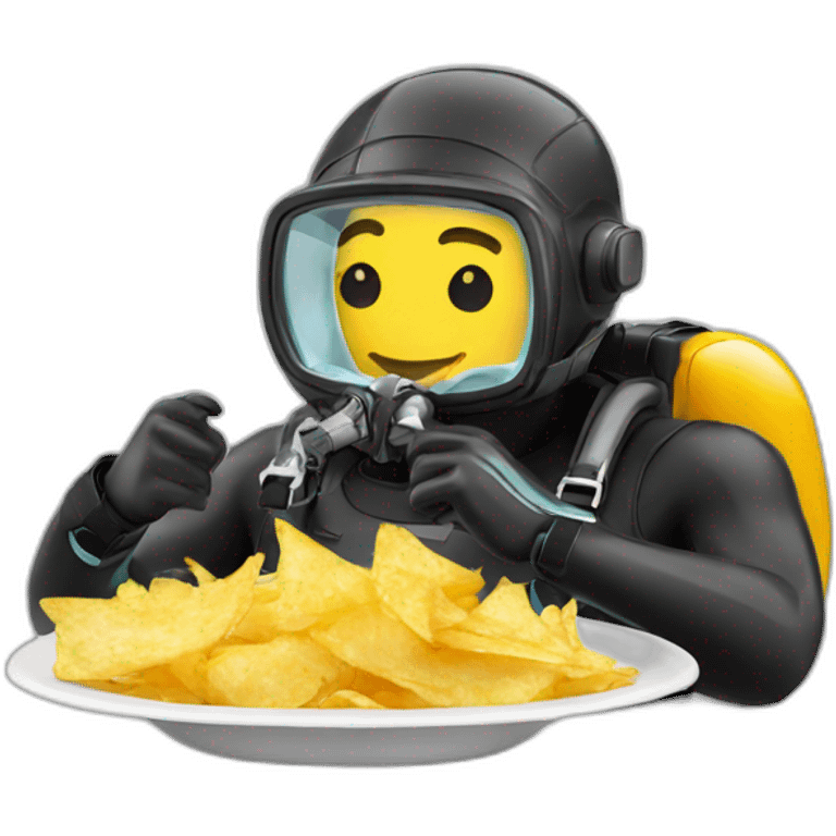 Scuba Diver enjoying chips and salsa emoji